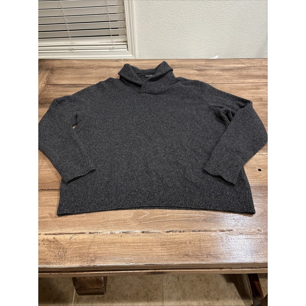 Banana Republic Sweater Mens X Large Shawl Collar Merino Wool Italian Yarn‎ Gray